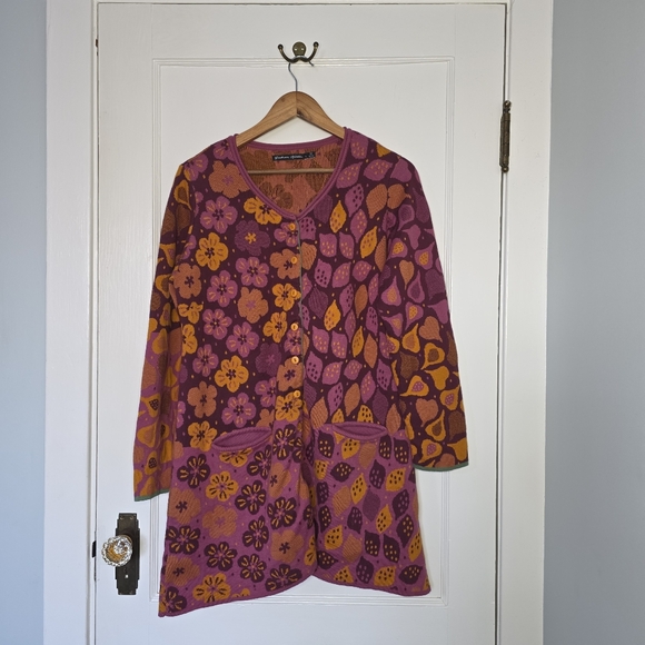 Gudrun Sjoden Tops - Gudrun Sjoden Organic Cotton Floral Tunic – Size L – Plum, Orange